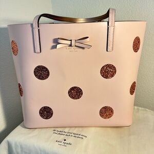 Kate Spade Pink Tote Bag with Glitter Polka Dots